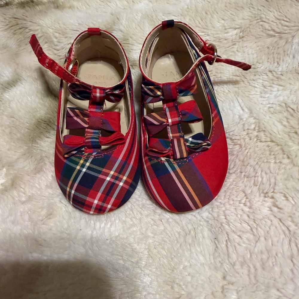 Plaid Janie and Jack Red tartan Kids Shoes